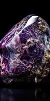 Photo of the mineral stone charoite close-up, macro. Generative AI