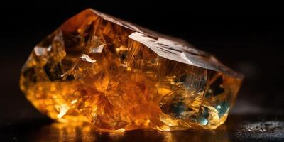Photo of the mineral stone citrine close-up, macro.