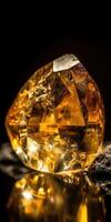 Photo of the mineral stone citrine close-up, macro. Generative AI