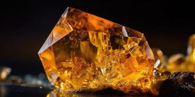 Photo of the mineral stone citrine close-up, macro.