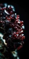 Close-up photo of the mineral stone garnet, macro. Generative AI