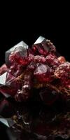 Close-up photo of the mineral stone garnet, macro. Generative AI