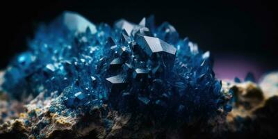 Mineral stone corundum blue close-up. Generative AI photo