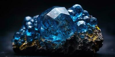 Mineral stone corundum blue close-up. Generative AI photo