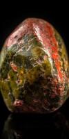 Photo of the mineral stone unakite close-up, macro. Generative AI