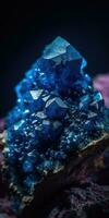 Mineral stone corundum blue close-up. Generative AI photo