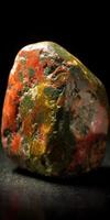 Photo of the mineral stone unakite close-up, macro. Generative AI