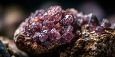 Photo of the mineral stone lepidolite close-up, macro. Generative AI
