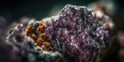 Photo of the mineral stone lepidolite close-up, macro. Generative AI