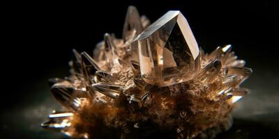 Closeup photo of mineral smoky quartz, macro. Generative AI