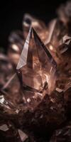 Closeup photo of mineral smoky quartz, macro. Generative AI