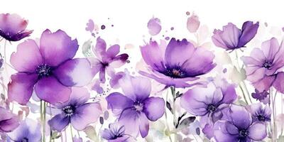Purple flowers illustration. Generative AI photo