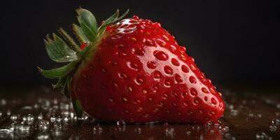 Juicy ripe strawberries close-up. Generative AI photo