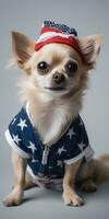 linda perro vestido en nosotros nacional colores. julio 4to es independencia día de el unido estados de America. generativo ai foto