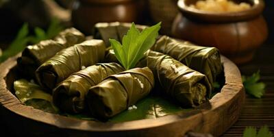 dolma de cerca. un nacional plato. dolma, repollo rollos, sarmale. generativo ai foto