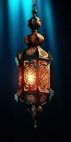 Vintage arabic lantern, theme of Eid-al-Adha, the Feast of Sacrifice. Generative AI photo