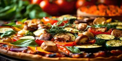 Tasty Italian pizza close-up. Generative AI photo