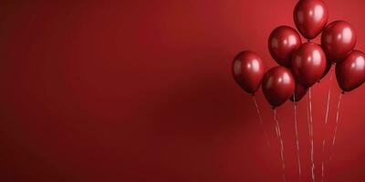 Red balloons on a red background, with space for text. The banner is red. Generative AI photo