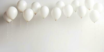 White balloons on a white background, with space for text. The banner is white. Generative AI photo