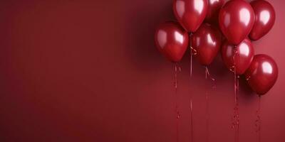 Red balloons on a red background, with space for text. The banner is red. Generative AI photo