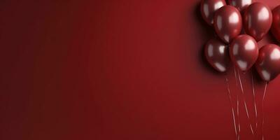 Red balloons on a red background, with space for text. The banner is red. Generative AI photo