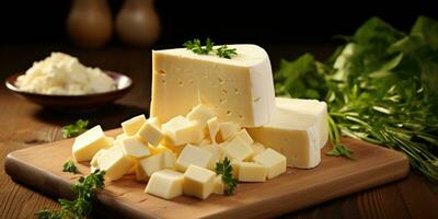 National dish of Croatia, Pazh cheese. Dish close-up. Generative AI photo
