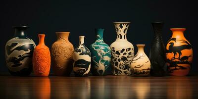 Beautiful Chinese vases, national patterns and drawings. Generative AI photo