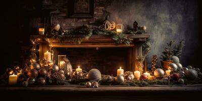 Christmas decoration. Christmas. Scandinavian style. Neutral colors. Minimalism. Generative AI photo