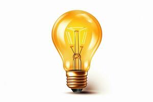 a yellow light bulb on a white background photo