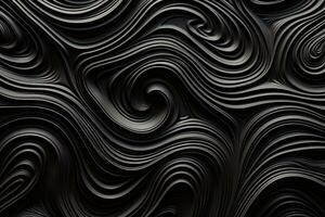 Abstract black background with wavy lines photo