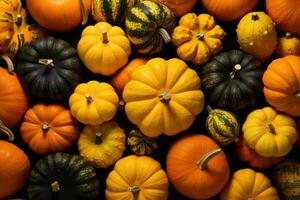 colorful pumpkins arranged in a vibrant display, Generative AI photo