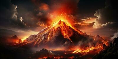 natural disaster Volcanic eruption. Generative AI photo