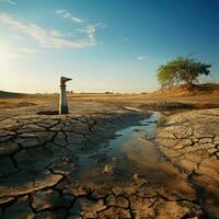 sequía, agua y ecología problema. agua escasez. generativo ai foto