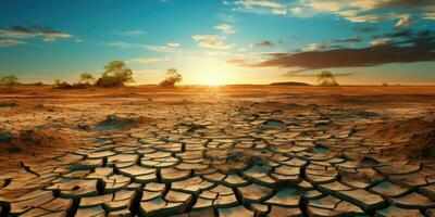 sequía, agua y ecología problema. agua escasez. generativo ai foto