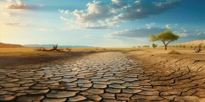 sequía, agua y ecología problema. agua escasez. generativo ai foto