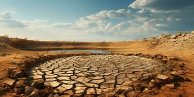 sequía, agua y ecología problema. agua escasez. generativo ai foto