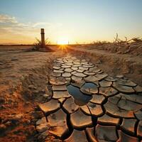 sequía, agua y ecología problema. agua escasez. generativo ai foto