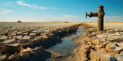 sequía, agua y ecología problema. agua escasez. generativo ai foto