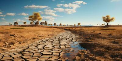 sequía, agua y ecología problema. agua escasez. generativo ai foto