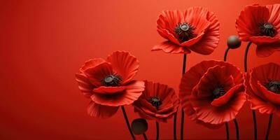 Poppy day. Memory of all the soldiers who died in wars involving Great Britain. Generative AI photo