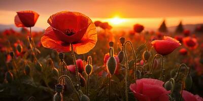 amapola día. memoria de todas el soldados quien murió en guerras involucrando genial Bretaña. generativo ai foto