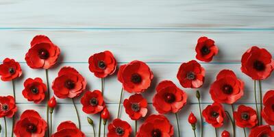 Poppy day. Memory of all the soldiers who died in wars involving Great Britain. Generative AI photo