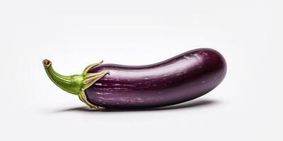 Eggplant close-up on a white background. Generative AI photo