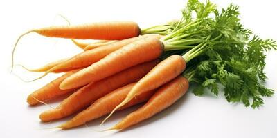 Zanahoria de cerca en un blanco antecedentes. generativo ai foto