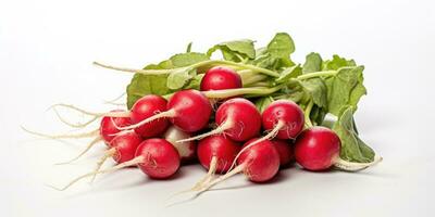 Radish close-up on a white background. Generative AI photo