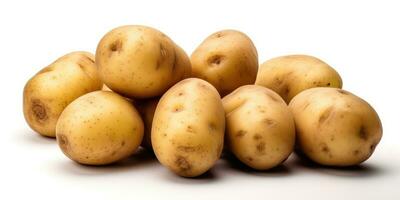 Delicious raw potatoes on a white background. Generative AI photo