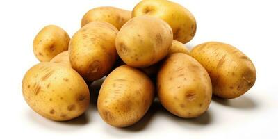 delicioso crudo patatas en un blanco antecedentes. generativo ai foto