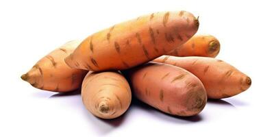 Delicious fresh sweet potato isolated on white background. Generative AI photo