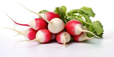 Radish close-up on a white background. Generative AI photo