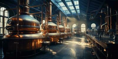 Factory for the production of beer. Generative AI photo